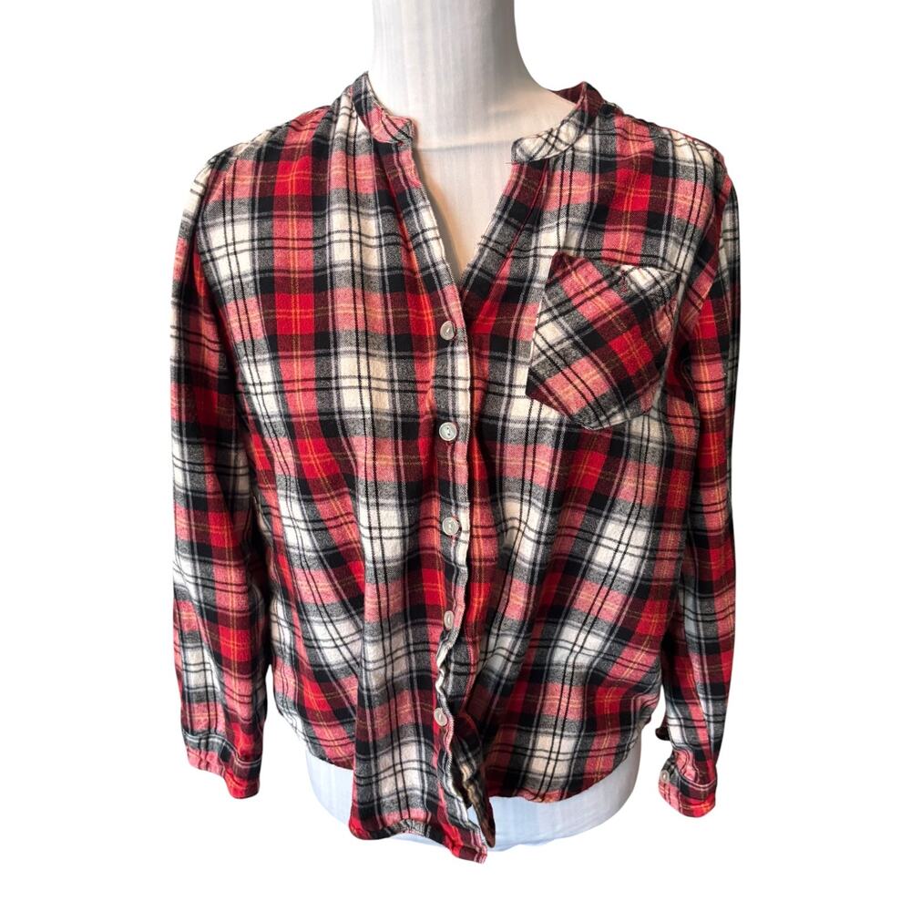 Hasting & Smith Red& Black Flannel Plaid Button Down Size L 100% Cotton